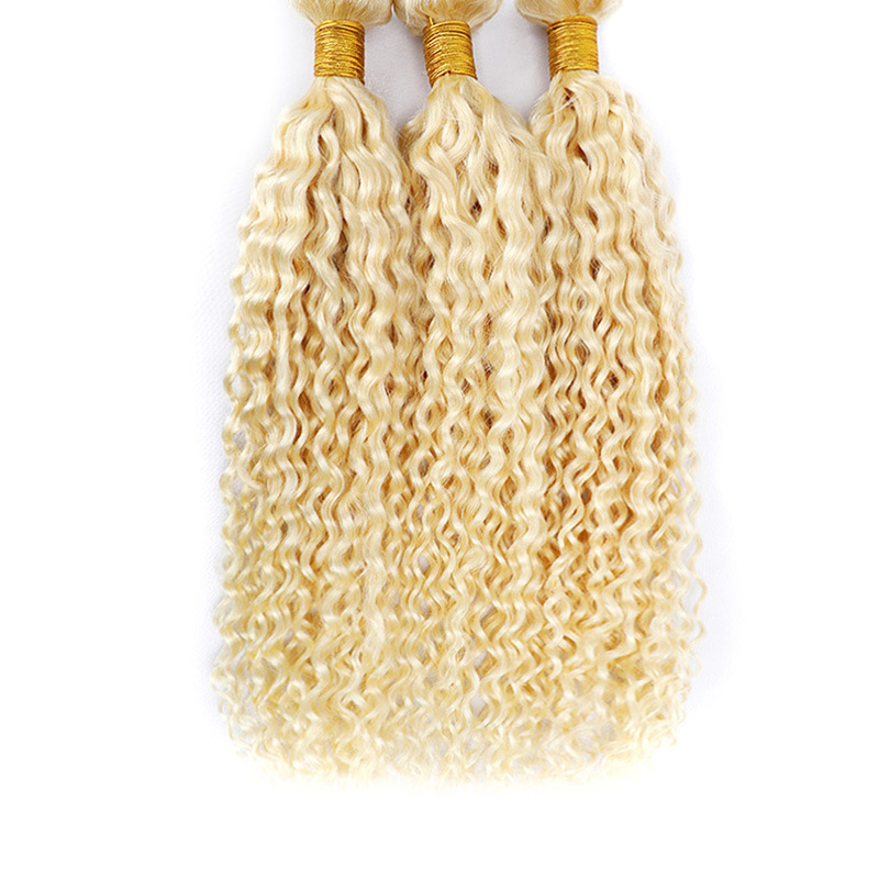 Indian Human Hair Extensions 613# Water Wave 3 Bundles Double Wefts Blonde Color 95-100g/piece 10-40inch