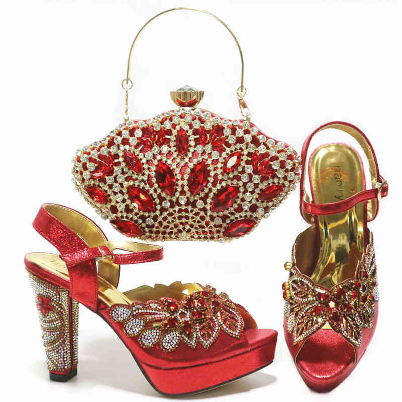 Sandals Dress Shoes Silver New High Heels And Bags To Match Set Decorated With Rhinestone Wedding Clutch And Bag Sets 220325