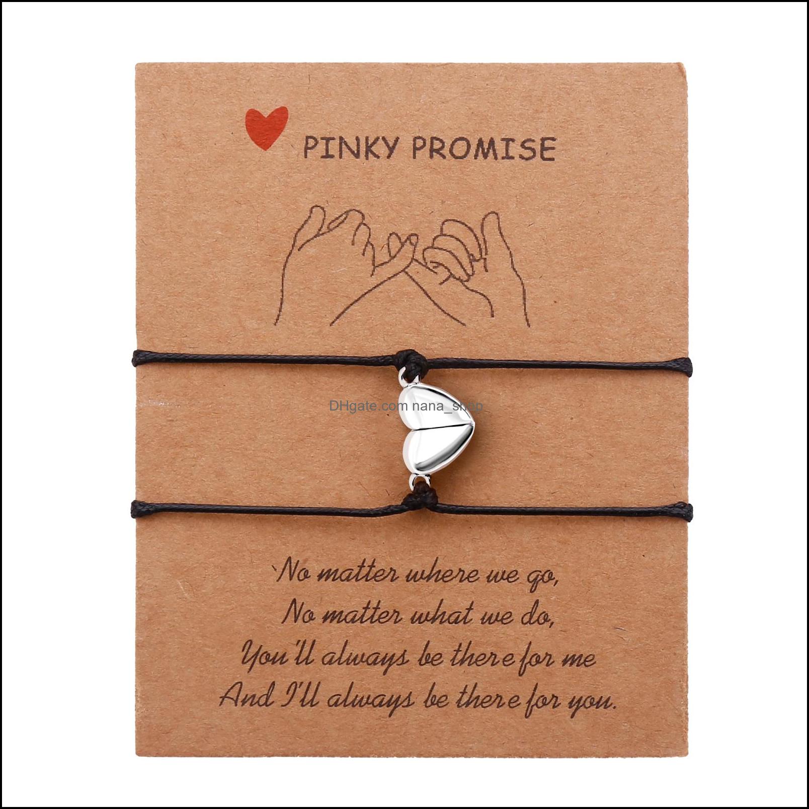 Charm Bracelets Jewelry Y Promise Heart Friends Lover Women Girl Adjustable Distance Couple Bracelet Fashion Drop Delivery 2021 59A1E