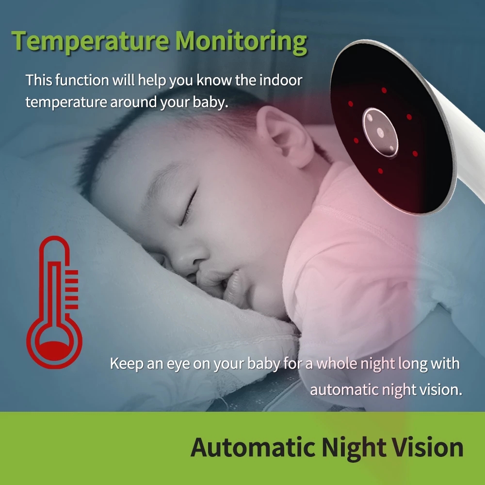 Wireless Video Watch Style Baby Monitor Portable shock vibration Baby Nanny Cry Alarm Camera Night Vision Temperature Monitoring