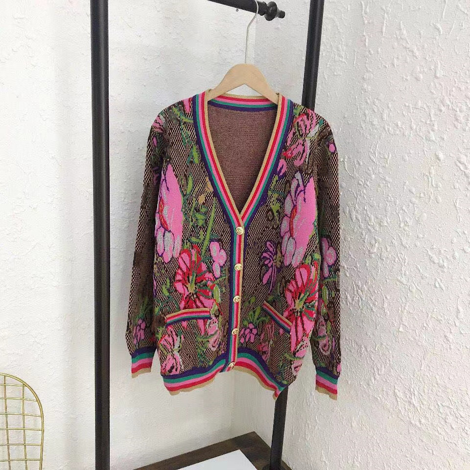Designer Top Quality Women' Jacquard Knits Cardigan Fashion Vintage V Neck Single Breasted Loose Long Sleeve Cardigan, Pink
Designer Top Quality Women' Jacquard Knits Cardigan Fashion Vintage V Neck Single Breasted Loose Long Sleeve Cardigan, Pink
