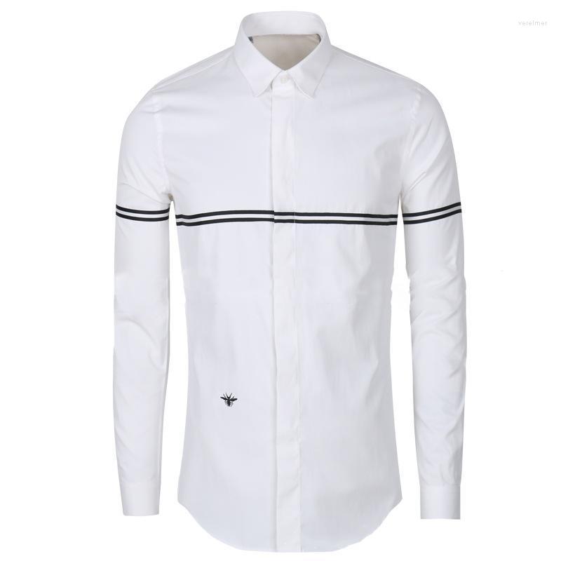 Men's Dress Shirts Men Long-sleeved Shirt Small Bee Embroidery Hit Color Webbing Black And White Size Fashion Waist All-match StyleMen's Ver
Men's Dress Shirts Men Long-sleeved Shirt Small Bee Embroidery Hit Color Webbing Black And White Size Fashion Waist All-match StyleMen's Ver