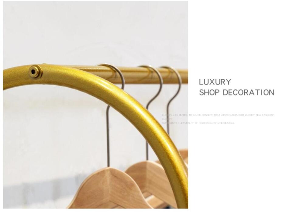 Corridor rack Commercial Furniture clothing store creative circular shoe shelf double row floor type golden clothes hanger women's cloth shopping