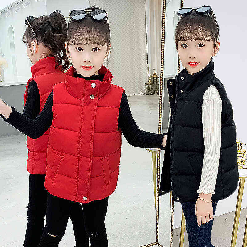 2022 Girls Warm Down Vest Jacket 4-12 Year Autumn Kids Parka Jacket Boy Girls Thicker Outerwear Children Clothing Vest J220718