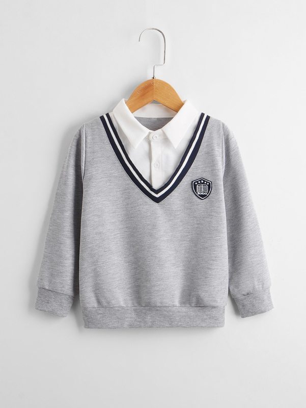 Toddler Boys Striped Taped Patched Sweatshirt SHE