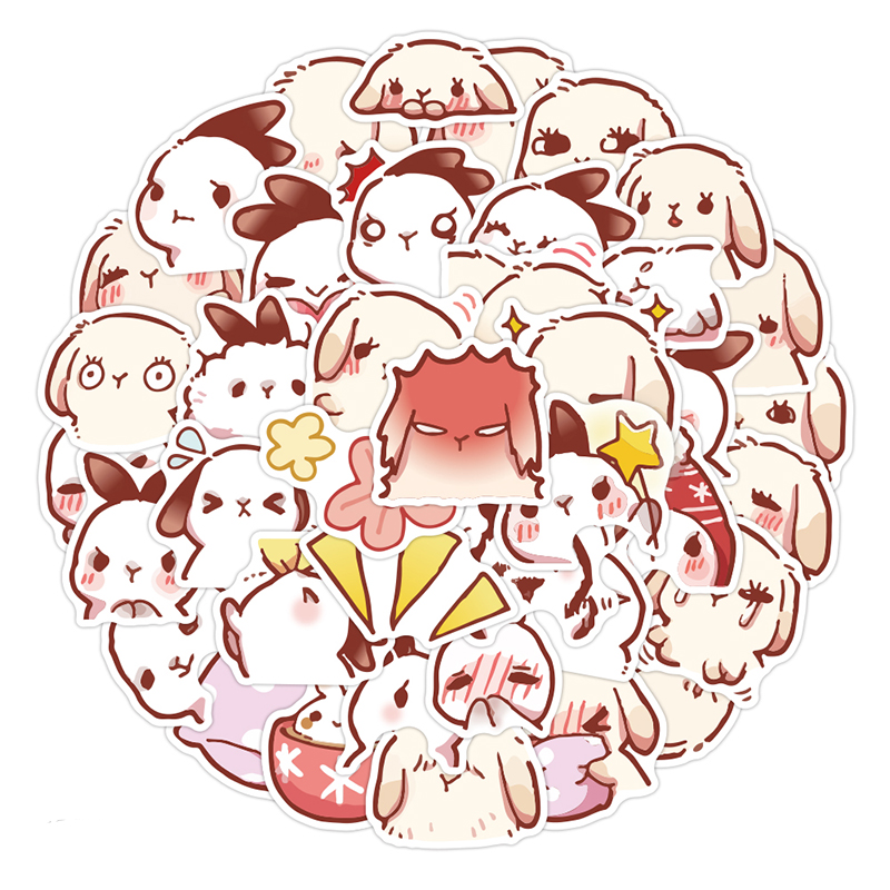 40PCS Cute Cartoon Rabbit Laptop Sticker For DIY Fridge Guitar Luggage Suitcase Waterproof Guitar Helmet Decal Toys