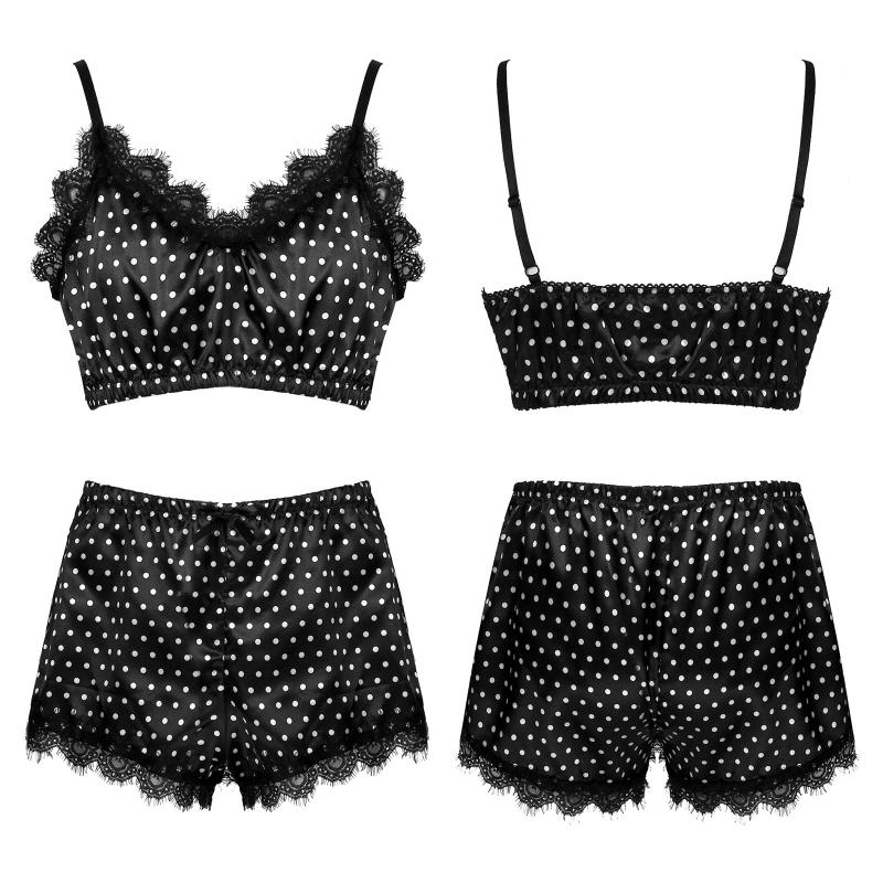 Men's Sleepwear Men's Sleepwear Men Pijamas Lace Trim Polka Dot Satin Pajama Set Sissy Underwear Adjustable Sleeveless Crop Top With Bowknot Shorts, Black
Men's Sleepwear Men's Sleepwear Men Pijamas Lace Trim Polka Dot Satin Pajama Set Sissy Underwear Adjustable Sleeveless Crop Top With Bowknot Shorts, Black