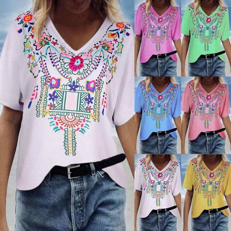Feitong Blouses 2022 Summer Women' Shirts Blouse Tops Fashion V Neck Printing Short Dleeve Top Streetwear, Blue
Feitong Blouses 2022 Summer Women' Shirts Blouse Tops Fashion V Neck Printing Short Dleeve Top Streetwear, Blue