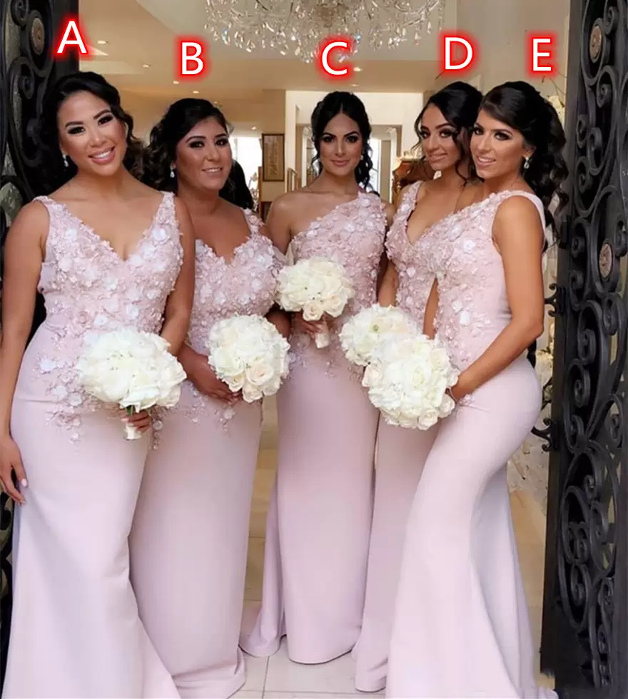 Pink Mermaid Bridesmaid Dresses 3D Floral Applique Beaded Sleeveless Satin V Neck Maid of Honor Gown Plus Size Wedding Guest Party Gown vestidos
Pink Mermaid Bridesmaid Dresses 3D Floral Applique Beaded Sleeveless Satin V Neck Maid of Honor Gown Plus Size Wedding Guest Party Gown vestidos