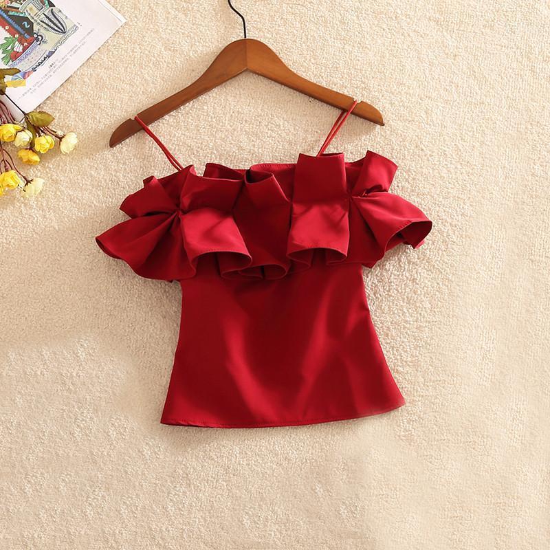 Women Summer Ruffles Blouse Sexy Slash Neck Blouses Female Slim Backless Short Sleeve Shirts Solid Tank Tops AB1543 Women's, Black 
Women Summer Ruffles Blouse Sexy Slash Neck Blouses Female Slim Backless Short Sleeve Shirts Solid Tank Tops AB1543 Women's, Black