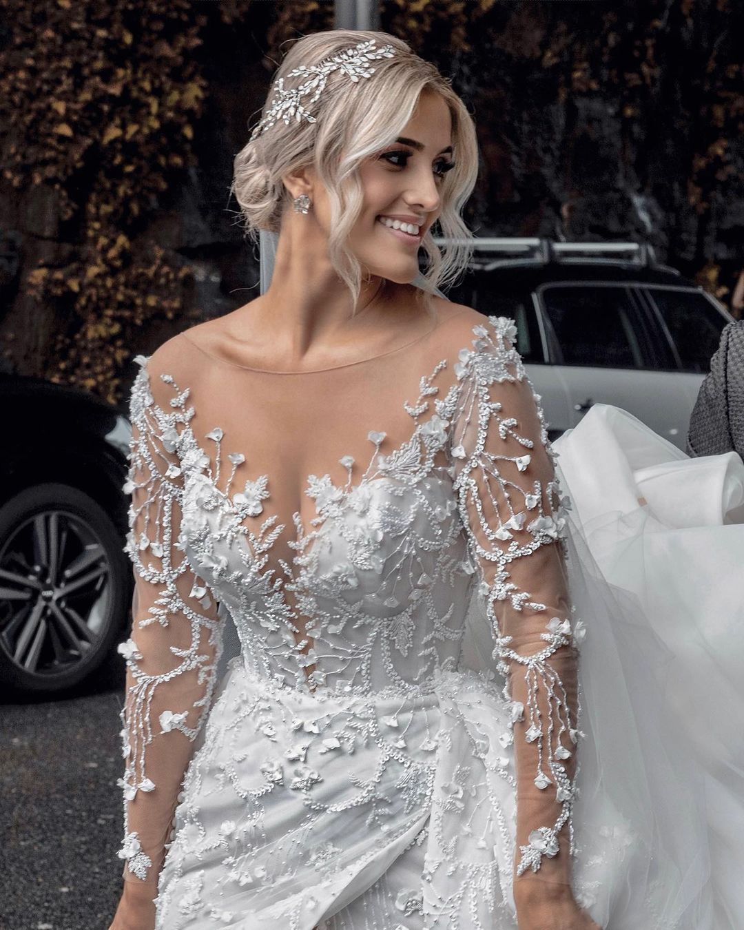 Saudi Arabia Lace Mermaid Wedding Dress Sheer Jewel Neck Long Sleeve Plus Size Bridal Gowns Appliques Bride robes de mariée