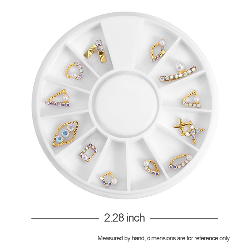 12 Grid Nail Art Alloy Jewelry Hollow Colored Diamond Jewelry Set DIY Nails Jewelrys Supplies Accessories Joyeria De Aleacion De Arte De Unas