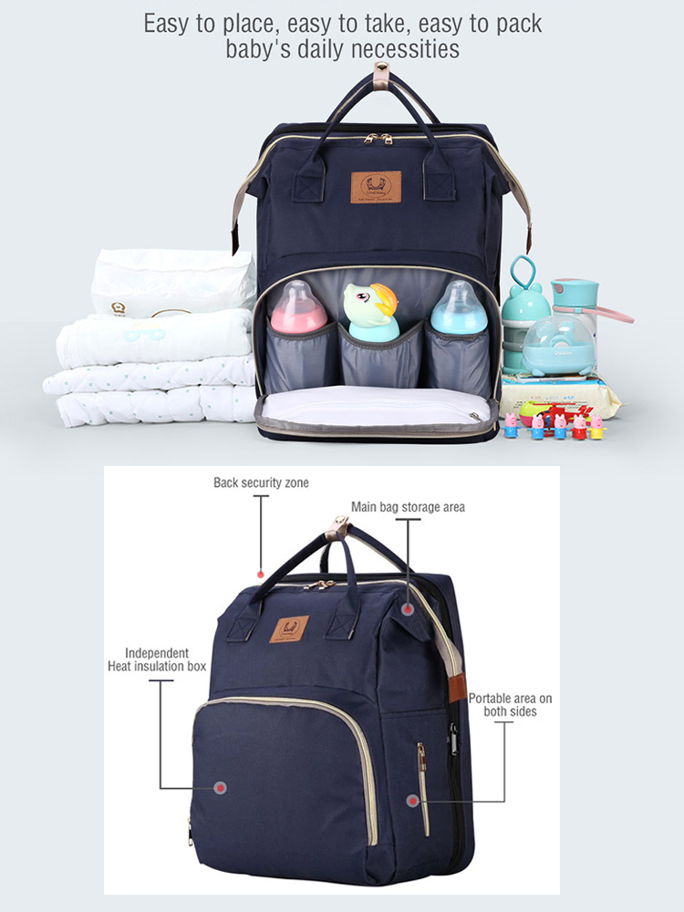 Baby Diaper Bag Bed Backpack For Mom Maternity Stroller Nappy Large Capacity Nursing for Care Upgrade Hooks 220514