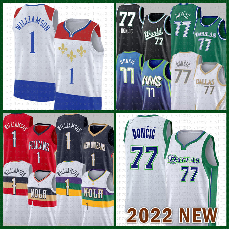 Basketball Jersey 77 41 Zion Best Williamson Dallas''Mavericks''Men New''Orleans''Pelicans''Men 1 Luka Doncic Dirk Nowitzki 433
