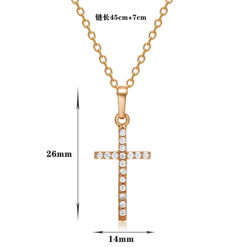 Fashion Cross Pendants Gold Color Crystal Cross Pendant Necklace Jewelry For Men/Women Wholesale