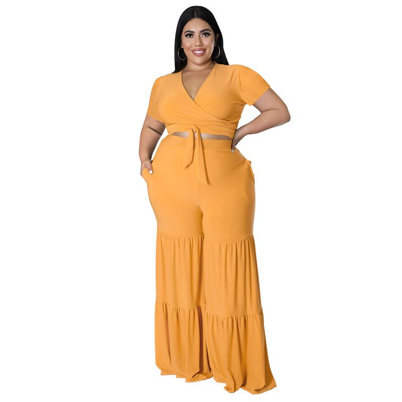 Women's Plus Size Tracksuits 4XL 5XL Orange Blue Two Piece Set Women V-neck Crop Top And Wide Leg Pants Elegant Matching Sets Outfits Female, Black
Women's Plus Size Tracksuits 4XL 5XL Orange Blue Two Piece Set Women V-neck Crop Top And Wide Leg Pants Elegant Matching Sets Outfits Female, Black