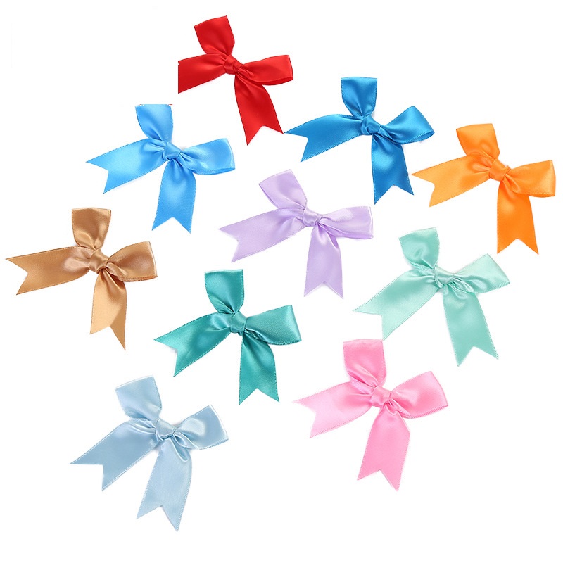 Wedding Decorations 200Pcs 8.5*8.5cm Satin Ribbon Bows Knot Craft Bows Pink White Small Flower Gift Tie Decoration Bow Bowknot DIY Birth Party