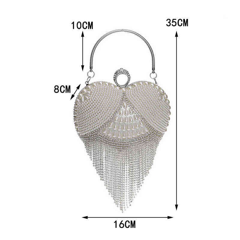 Evening Bags Gloig Fashion Women Tassel Evening Bags Diamonds Beaded Clutch Wedding Purse Shoulder Party Laides Case 220516