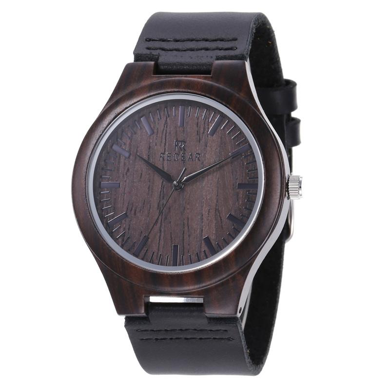 

Wristwatches REDEAR Wooden Watch Men Wood Quartz Watches In For Gift Clock Male Quality Relogio Masculino, As pic