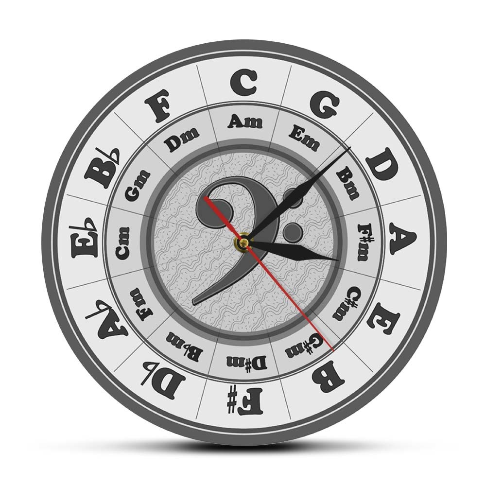 Bass Clef Circle Of Fifths Worksheet Wall Clock Home Decor Music Key Harmony Theory Wall Watch Musician Composer Artist Gift