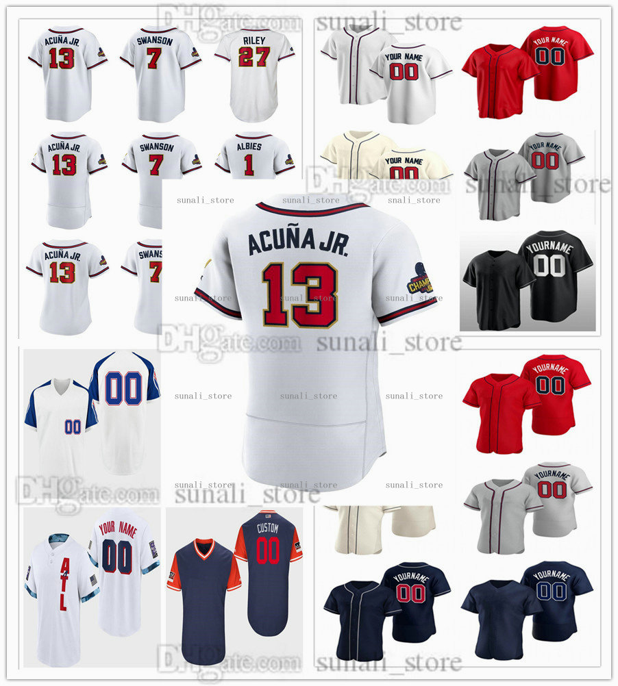Baseball Jerseys Ronald Acuña Jr. 13 Ozzie Albies 1 Dansby Swanson 7 Austin Riley 27 Max Fried 54 Matt Olson 28 Will Smith 51 Travis d'Arnaud 16 Ian Anderson 36 Adam Duvall 14, Black
Baseball Jerseys Ronald Acuña Jr. 13 Ozzie Albies 1 Dansby Swanson 7 Austin Riley 27 Max Fried 54 Matt Olson 28 Will Smith 51 Travis d'Arnaud 16 Ian Anderson 36 Adam Duvall 14, Black