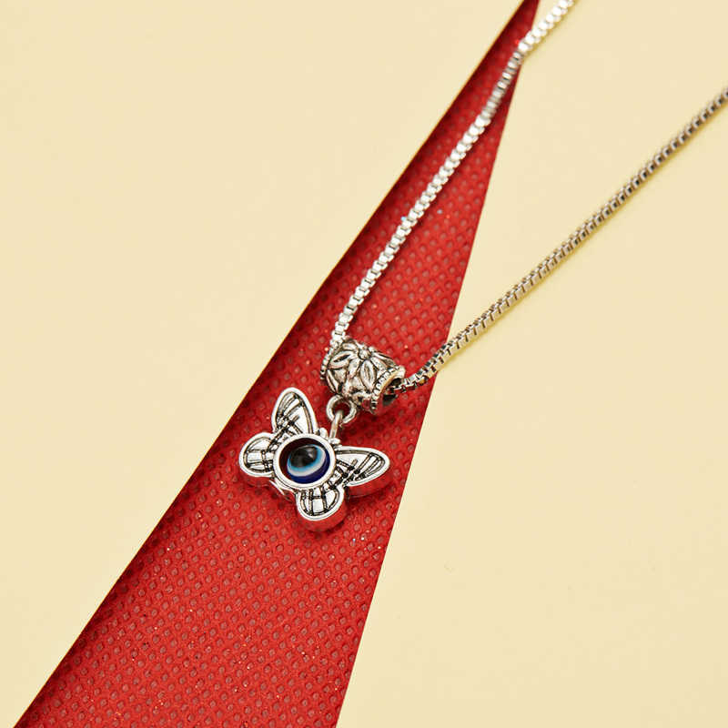 Silver Color Turkish Fashion Eye Pendant Necklace for Women Butterfly Elephant Choker Chain Couple Jewelry