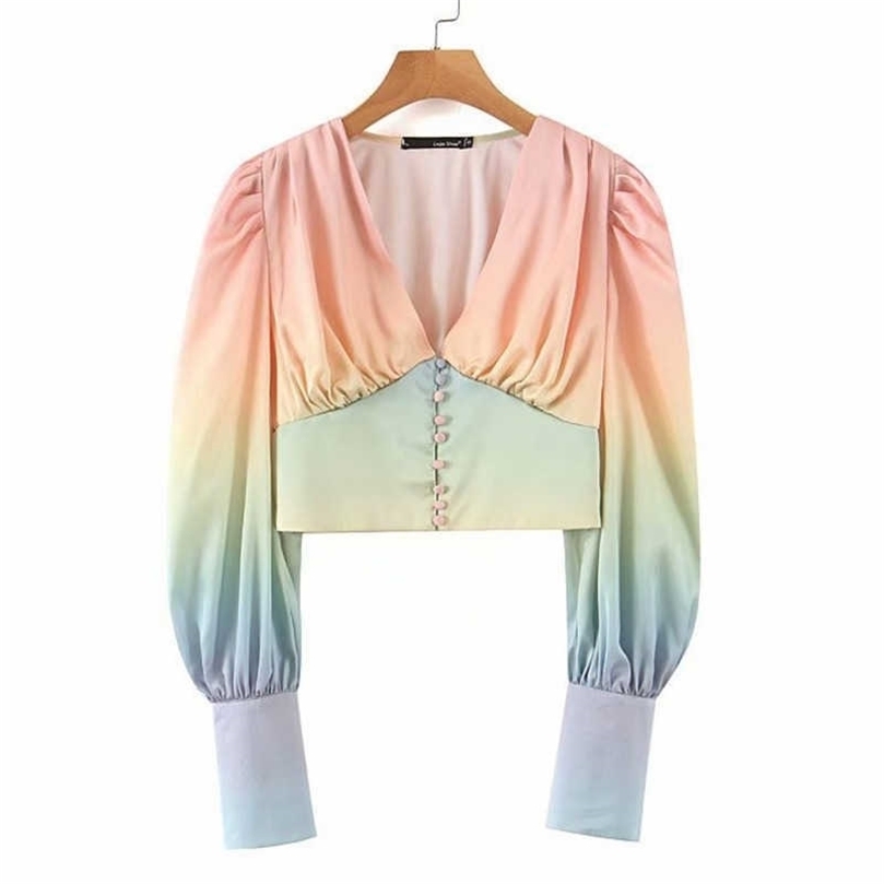 DEAT Spring Summer Fashion Casual Long Sleeve V Neck Patchwork Double-breasted Pleated Short Shirt Top Wimen SE292 210709, As picture
DEAT Spring Summer Fashion Casual Long Sleeve V Neck Patchwork Double-breasted Pleated Short Shirt Top Wimen SE292 210709, As picture