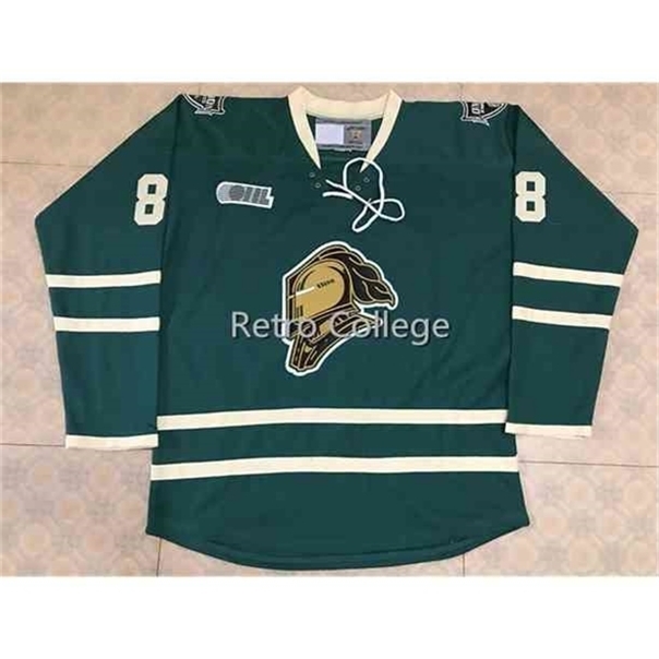 

C26 Nik1 London Knights #88 Patrick Kane Green Hockey Jersey Embroidery Stitched Customize any number and name Jerseys, White