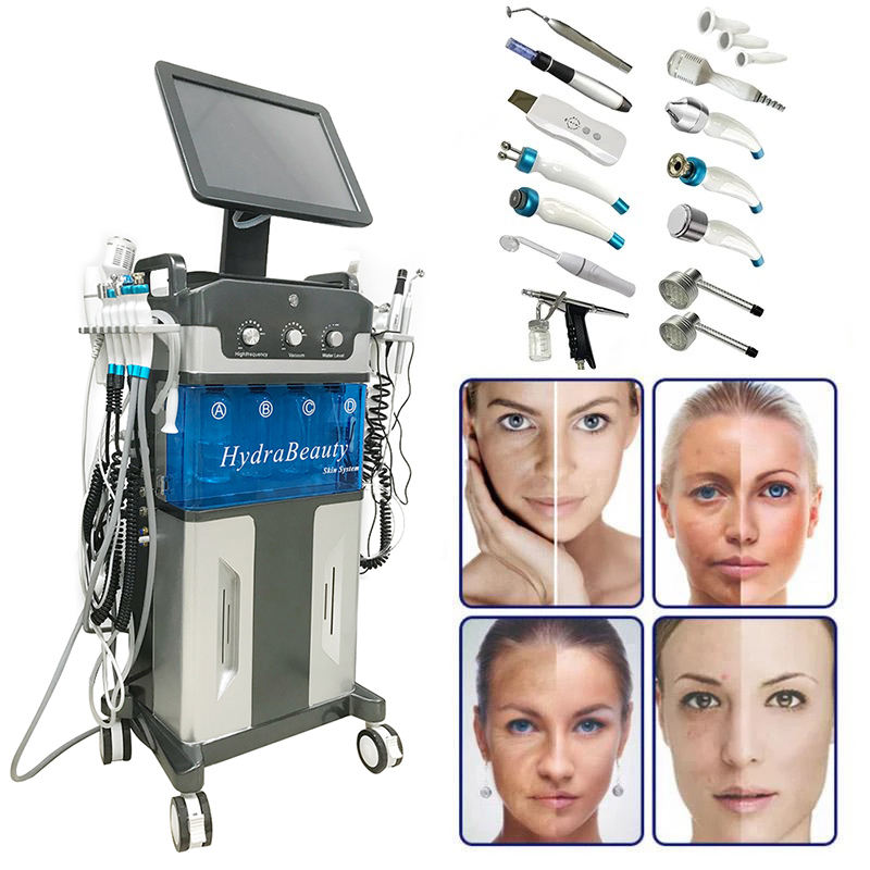 Hydro facial machine aqua peeling dermabrasion facial machine 14 in 1 deep clear oxygen spray