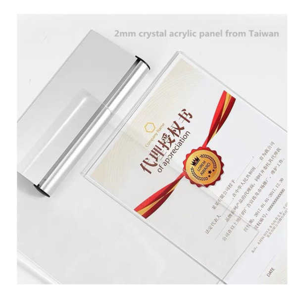 Menu A6 Restaurant Sign Holder L Shape Clear Acrylic Picture Photo Display Frame With Aluminum Base