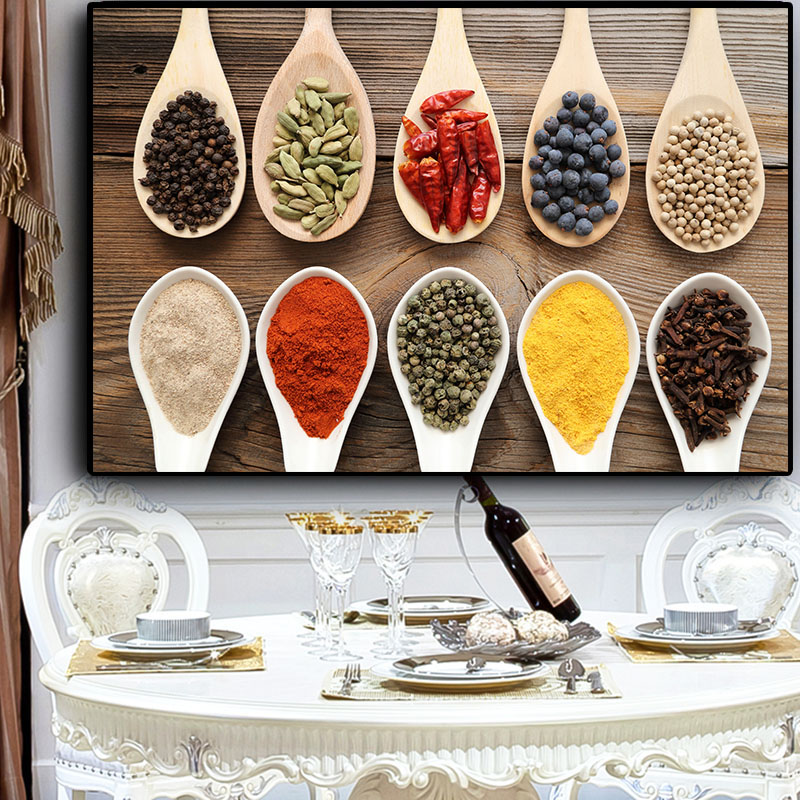 Kitchen Canvas Painting Grains Spices Spoon Peppers Cuadros Scandinavian Posters and Prints Wall Art Food Picture Living Room
Kitchen Canvas Painting Grains Spices Spoon Peppers Cuadros Scandinavian Posters and Prints Wall Art Food Picture Living Room