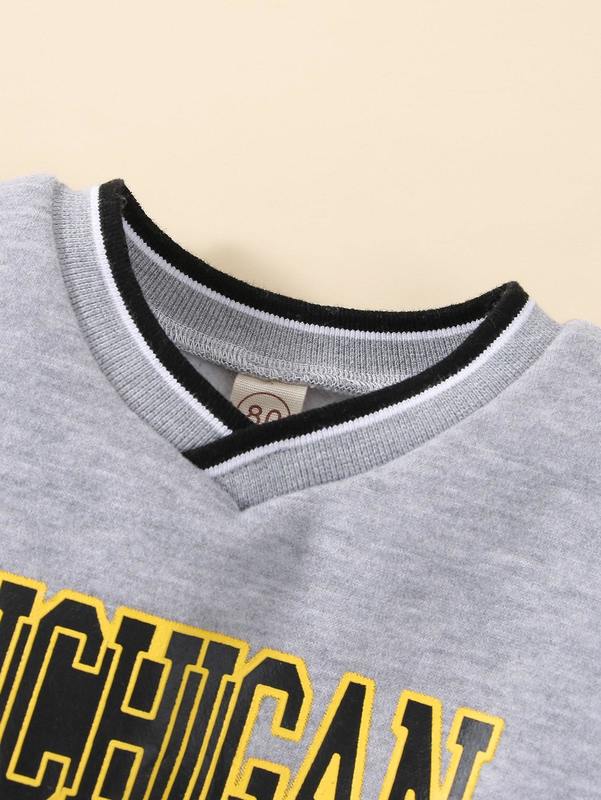Baby Letter Graphic Colorblock Pleated Hem Sweatshirt Dress SHE