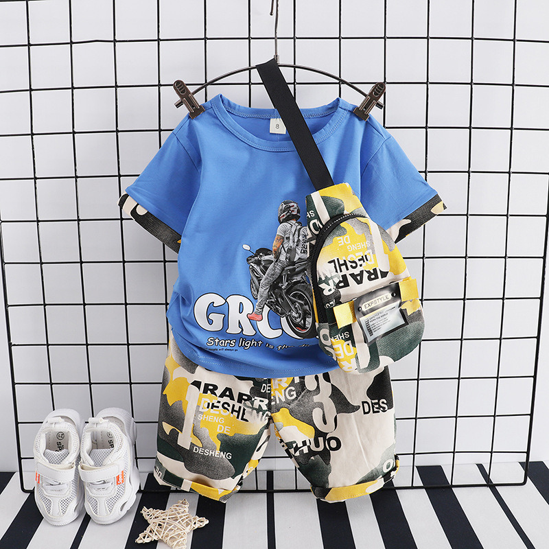 Boys Clothing Summer Baby Girls Clothes Children Sport T-Shirt+Shorts+Bag 2Pcs/Sets Toddler Fashion Costume Kids Tracksuits 220509