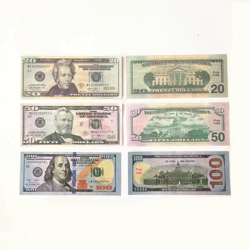 Prop copy Party Game Dollar bill counterfeit currency 5 10 20 50 100 face value of US dollars fake money toy gift 100pcs/pack
Prop copy Party Game Dollar bill counterfeit currency 5 10 20 50 100 face value of US dollars fake money toy gift 100pcs/pack