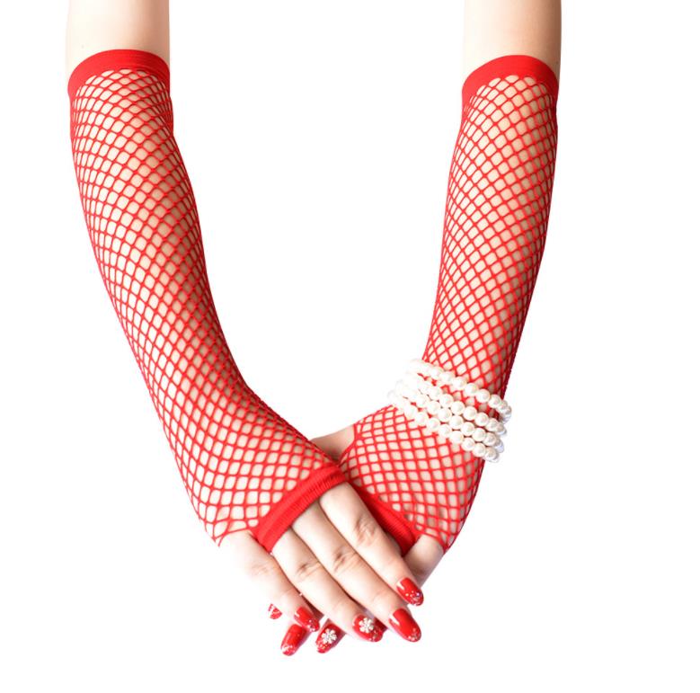 Fishnet Gloves 1920s Costume Accessories Fingerless Hollow Long Gloves Stretchy Opera Evening Pierced Elbow Length Glove Party Cosplay Props