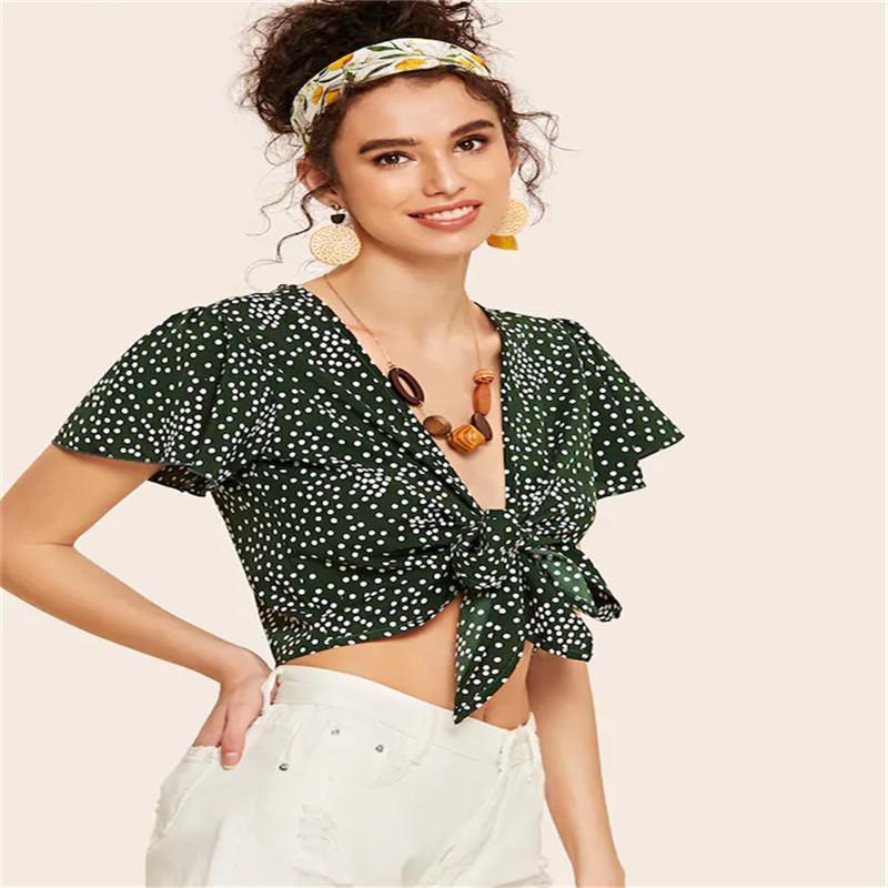 Women Summer Casual Short Sleeve Crop Top Vest Blouse Floral Point Print Shirt Women' Blouses & Shirts, Green
Women Summer Casual Short Sleeve Crop Top Vest Blouse Floral Point Print Shirt Women' Blouses & Shirts, Green