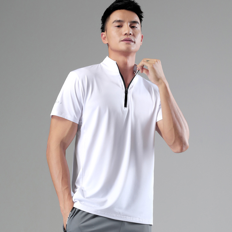 Fashion 2022 Small Stand Collar Men' Sport Casual Polo Shirt Summer Ice Quick Drying T-shirt Men' Stretch Slim Zipper Top, White
Fashion 2022 Small Stand Collar Men' Sport Casual Polo Shirt Summer Ice Quick Drying T-shirt Men' Stretch Slim Zipper Top, White