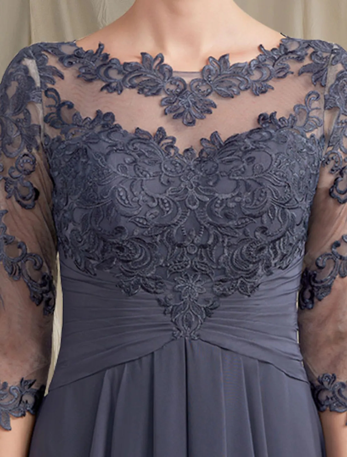 2025 Gray Vintage Purple Mother of Bride Dress Jewel Lace Appliques Half Sleeves Godmother Wedding Party Gowns