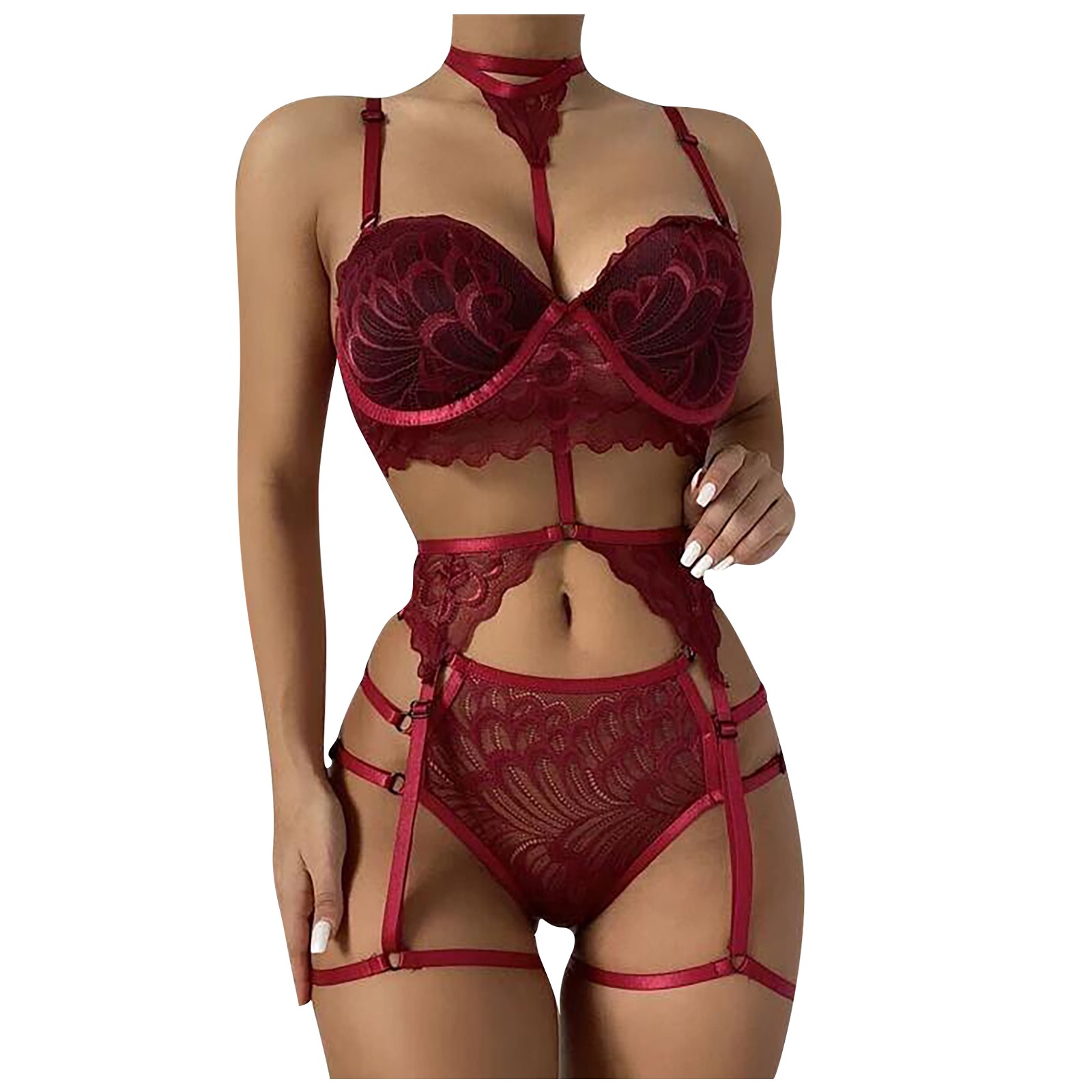 Women Sexy Set Lingerie Female Perspective Lace Underwear Halter Garter Sleepwear Porn Intimate Erotic Lingerie Sex Costumes Bra5629290