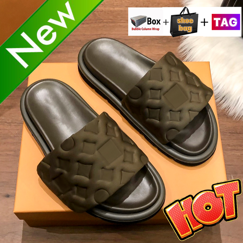 Designer Pool Pillow Comfort Flat Slippers Embossed Mules Womens shoes Slides Fashion Indoor Outdoor Beach sandal Summer nylon Cool luxury Slipper Sandals With Box, No.7- triple black
Designer Pool Pillow Comfort Flat Slippers Embossed Mules Womens shoes Slides Fashion Indoor Outdoor Beach sandal Summer nylon Cool luxury Slipper Sandals With Box, No.7- triple black