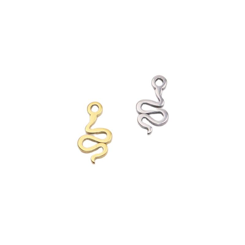 

Charms 10pcs Wholesell Stainless Steel Pretty Mini Snake Pendant DIY Necklace Earrings Bracelets Unfading Colorless 2 ColorsCharms
