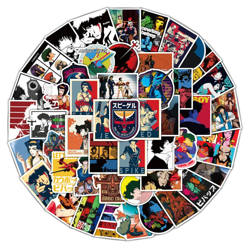 50pcs Cowboy Bebop Anime Stickers Kids Toy Laptop Luggage Guitar Phone Car Skateboard Cartoon DIY Graffiti Sticker Decals