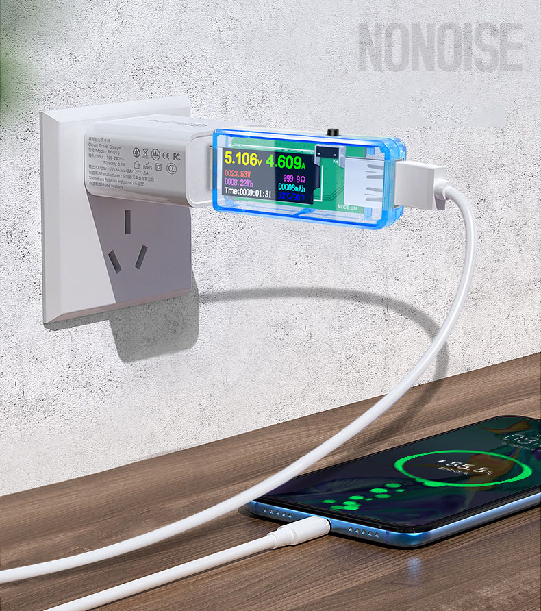 High precision USB voltage ammeter detector Mobile phone USB charging detection display Temperature power capacity