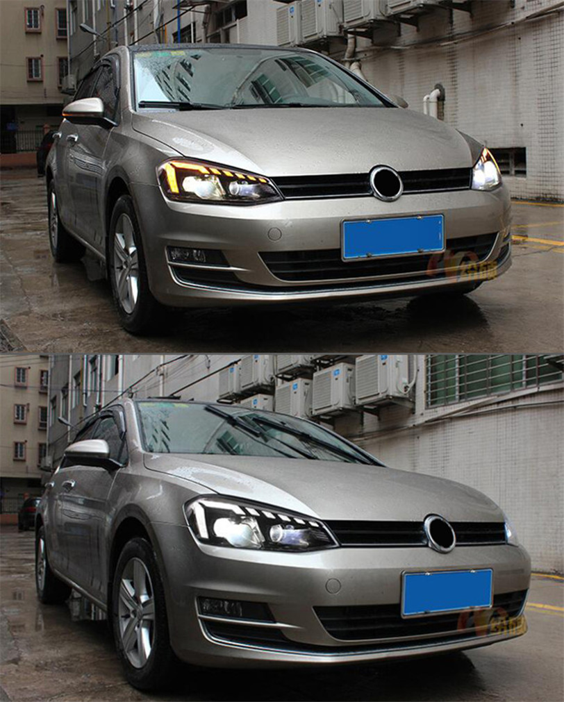Headlights All LED For VW Golf 7 LED Headlight 2013-17 MK7 Turn Signal Angel Eye Lens Daytime Running Lights High Beam