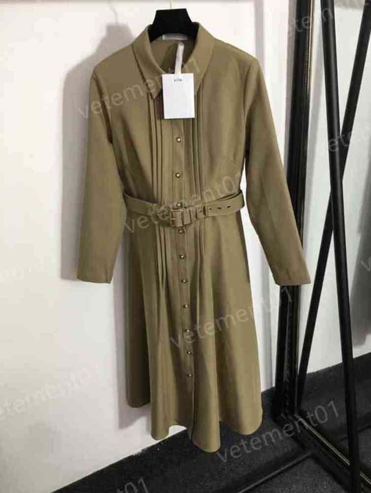 Designer Womens Dresses Fashion Brand Brown Lace-up Waist Long Sleeved Pleated Dress High Quality Casual Dresses One Luxury Women Clothing 0912
Designer Womens Dresses Fashion Brand Brown Lace-up Waist Long Sleeved Pleated Dress High Quality Casual Dresses One Luxury Women Clothing 0912