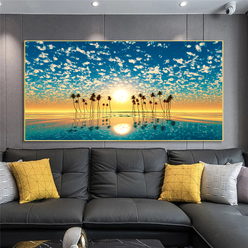 Canvas Painting Landscape Posters Wall Art Pictures For Living Room Tree Sunset Lake Prints Modern Home Decor Sky Clouds Cuadros