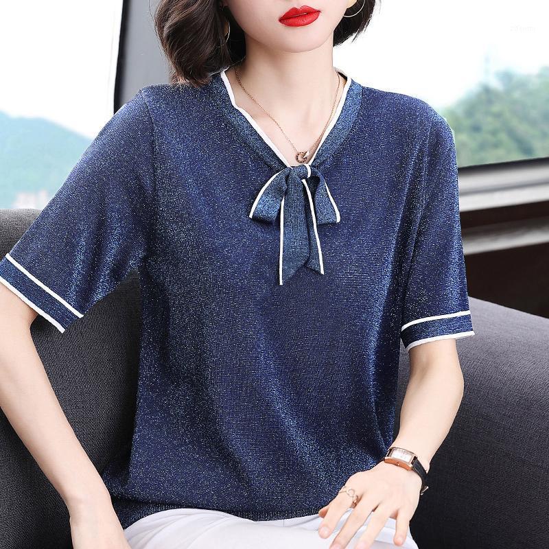 Women's Blouses & Shirts Summer Women Knit Blouse Short Sleeve Bow V-Neck Knitted Shirt Tops Blusas Mujer De Moda 2022 Femme E978, Purple
Women's Blouses & Shirts Summer Women Knit Blouse Short Sleeve Bow V-Neck Knitted Shirt Tops Blusas Mujer De Moda 2022 Femme E978, Purple