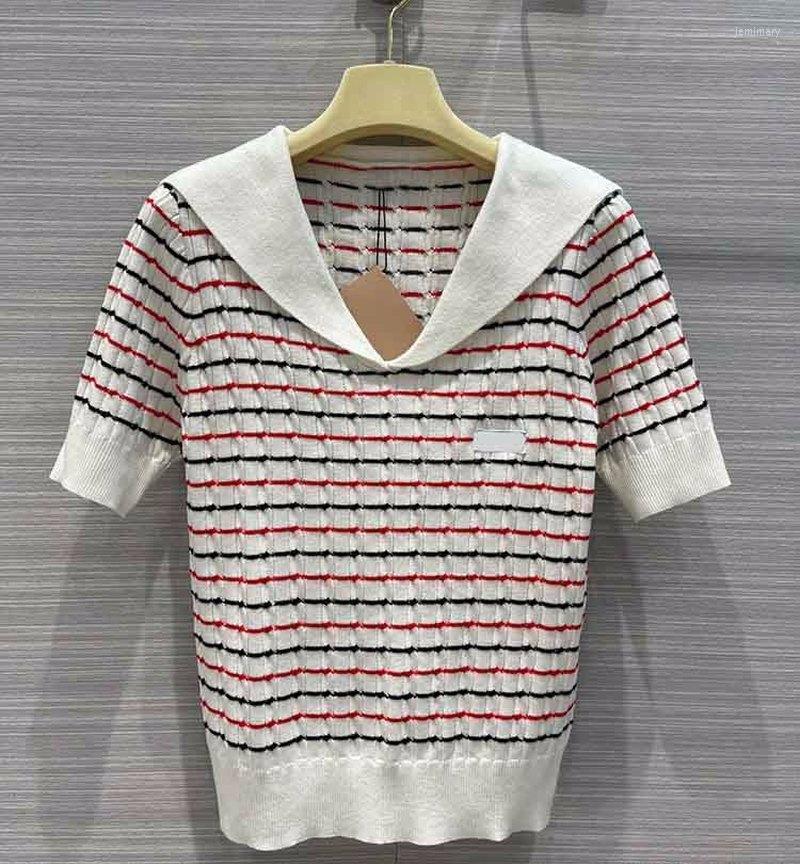 Women' Sweaters Designer 2022 Spring Summer Women Sweet Sailor Collar Striped Knitted Sweater Short Sleeve Contrast Color Pullover Tops S90
Women' Sweaters Designer 2022 Spring Summer Women Sweet Sailor Collar Striped Knitted Sweater Short Sleeve Contrast Color Pullover Tops S90