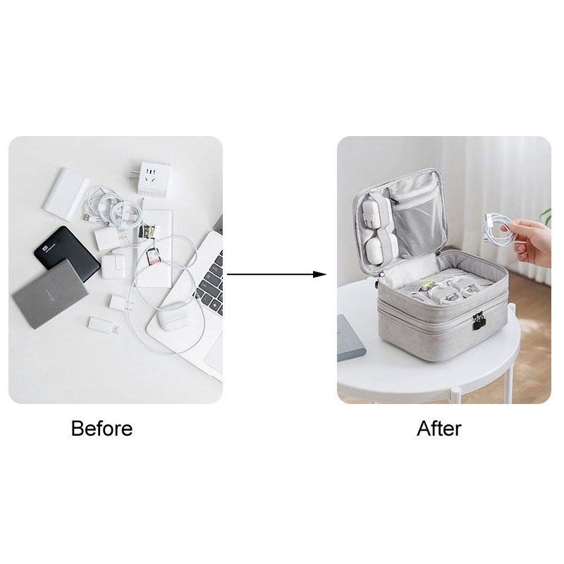 Womens Large Cosmetic Bag Portable Digital Bags Organizer USB Gadgets Cables Wires Charger Power Bank Makeup Storage Bag 210305
