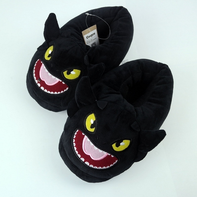 Stylist Halloween Toothless Train Dragon cotton slippers plush home warm slippers Train Your Dragon Black Dragon NightFury 201026 F2501031